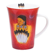 Mug with a Native American design on a red background