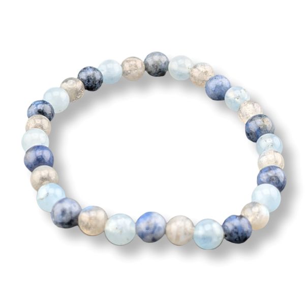 6mm Bracelet Labradorite, Dumortierite, Aquamarine