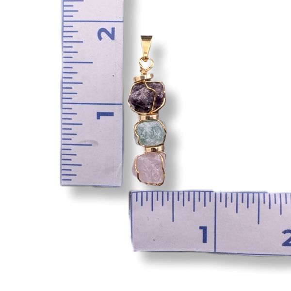 Pendant Amethyst Green Aventurine Gold Plated