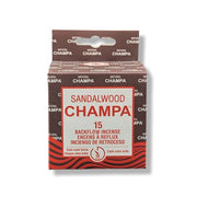 Box of Sandalwood Champa incense cones on a white background