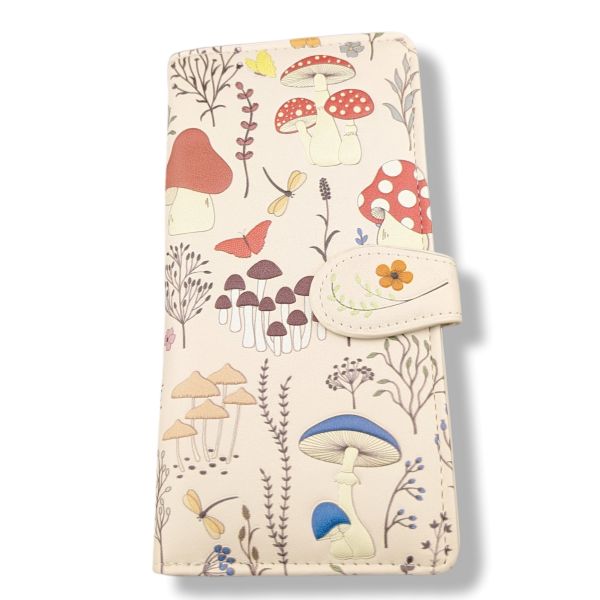 Large Zipper Wallet Mushroom Forest Beige