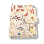 Zipper Wallet cover with mushroom and floral pattern on a white background