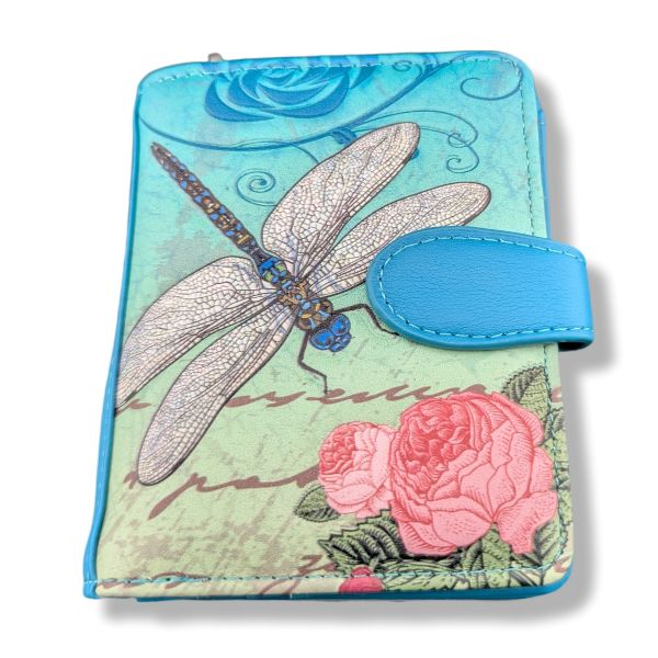 Small Zipper Wallet Vintage Dragonfly Teal
