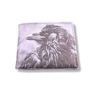 Wallet with a crow design on a white background