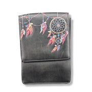 Black clutch with dreamcatcher design on a white background
