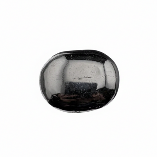 Black and reflective stone on a white background