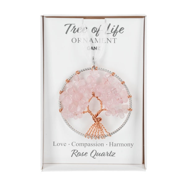 Ornament Hanging Tree Of Life Rose Quartz