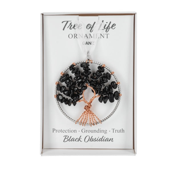 Ornament Hanging Tree Of Life Black Obsidian