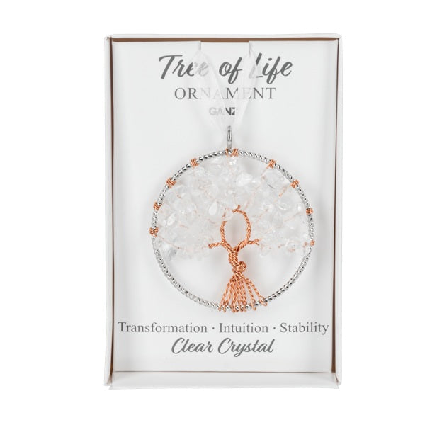 Ornament Hanging Tree Of Life Clear Quartz