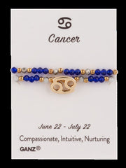 Bracelet with Cancer zodiac symbol on a GANZ branded card