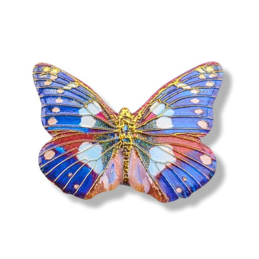 Colorful butterfly-shaped object on a white background