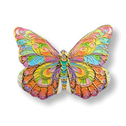 Colorful butterfly-shaped object on a white background
