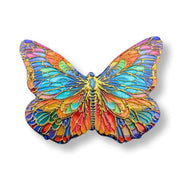 Colorful butterfly-shaped object on a white background