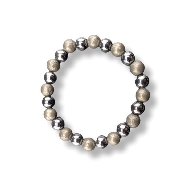 8mm Bracelet Pyrite & Hematite