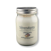 a 16oz jar candle soy wax scented apple & sage on a white background