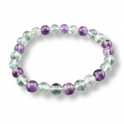 Multicolored beaded bracelet on a white background