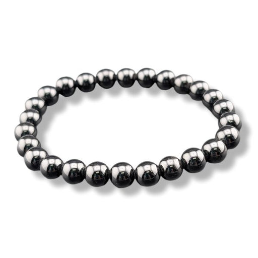 Black beaded bracelet on a white background