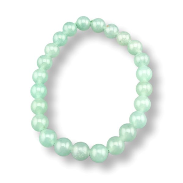 Mint green beaded bracelet on a white background