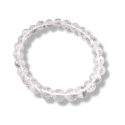 Clear beaded bracelet on a white background