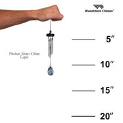 Woodstock Chimes lapis lazuli chime with measurement scale on a white background