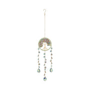 Decorative hanging ornament with beads and a hook on a white background
