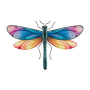Colorful dragonfly-shaped object on a white background