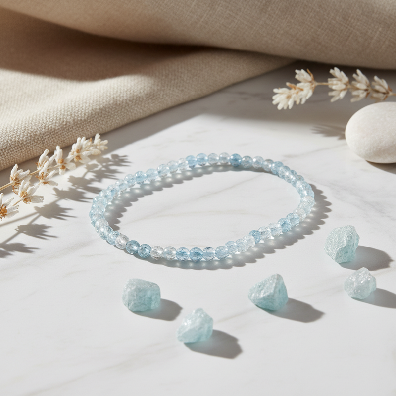 3mm Bracelet Aquamarine Faceted