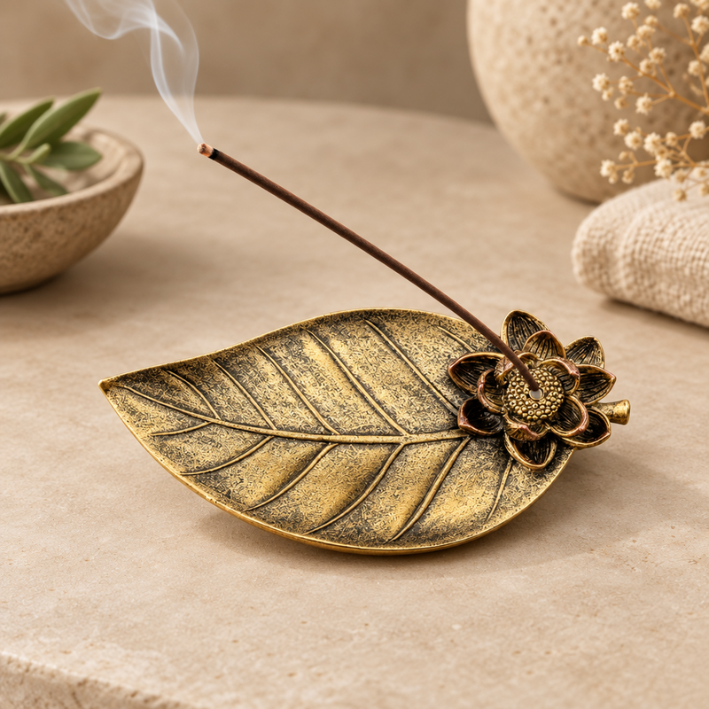 Resin Incense Burner Lotus & Leaf