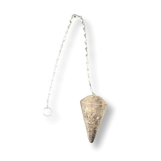 Smokey Quartz pendulum on a white background