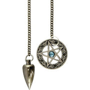Pendulum with a pentacle and a pointed pendant on a white background