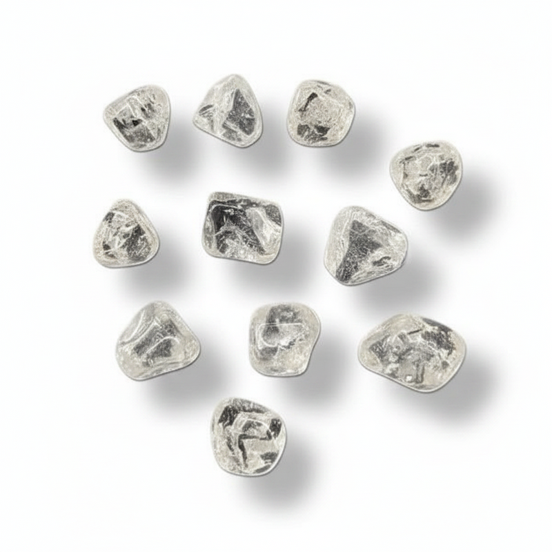 Tumbled quartz crystal  on a white background