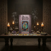 Book of Thoth tarot card deck cover with Egyptian design and Aleister Crowley's name.