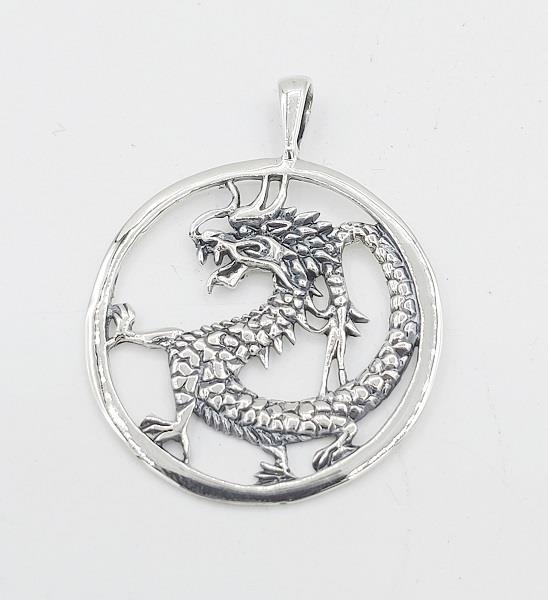 Pendant Dragon Circle Sterling Silver