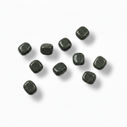 Nine small rounded square dark gray stone tiles with a speckled texture, arranged on a clean white background with soft drop shadows.