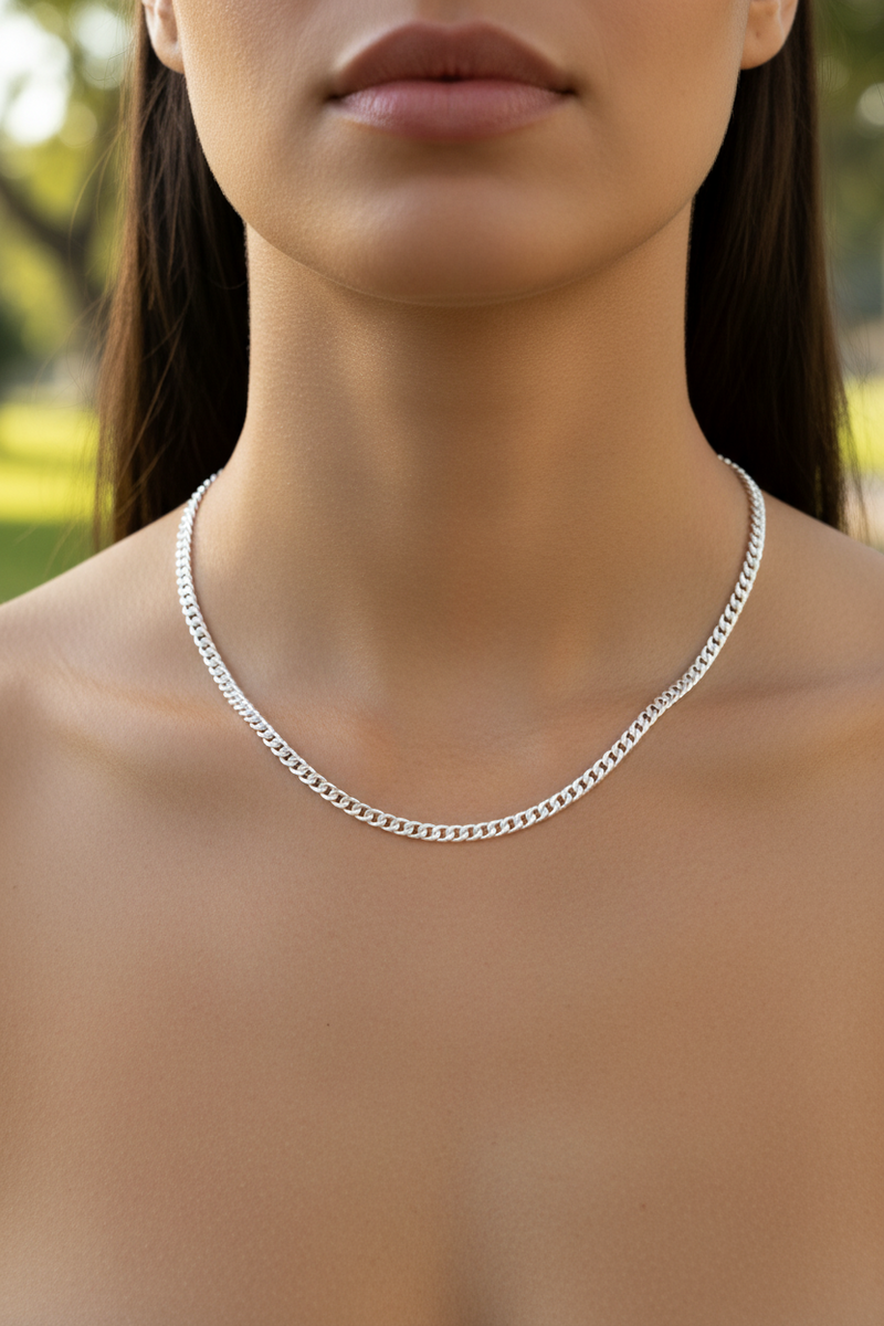22" Sterling Silver Chain Light Curb