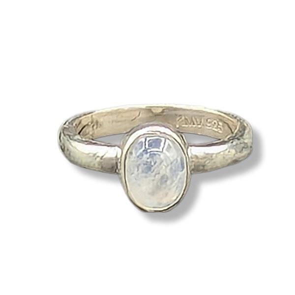 Ring Rainbow Moonstone Size 5 Sterling Silver