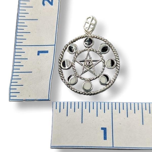 Pendant Moonphase with Pentacle Strling Silver
