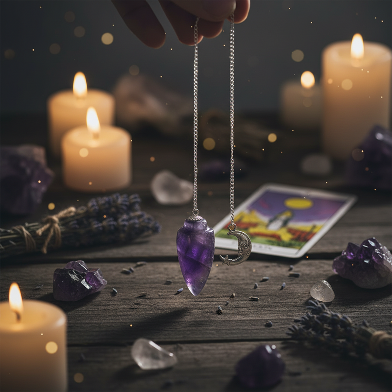 Pendulum Amethyst with Moon