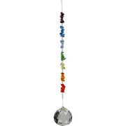 Colorful beaded hanging crystal on a white background