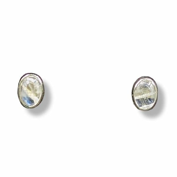 Earrings Rainbow Moonstone Sterling Silver Stud