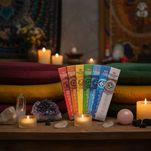 Hem Chakra Incense 7 different chakra packages on an altar