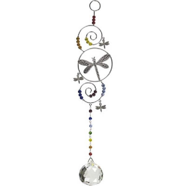 13" Hanging Crystal Dragonfly with Chakra Beads