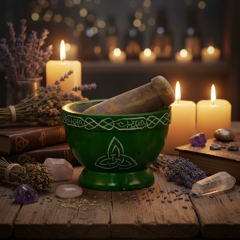 Mortar & Pestle Triquetra Green