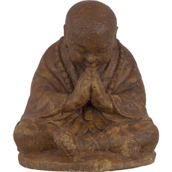 Statue Praying Monk Volcanic Stone