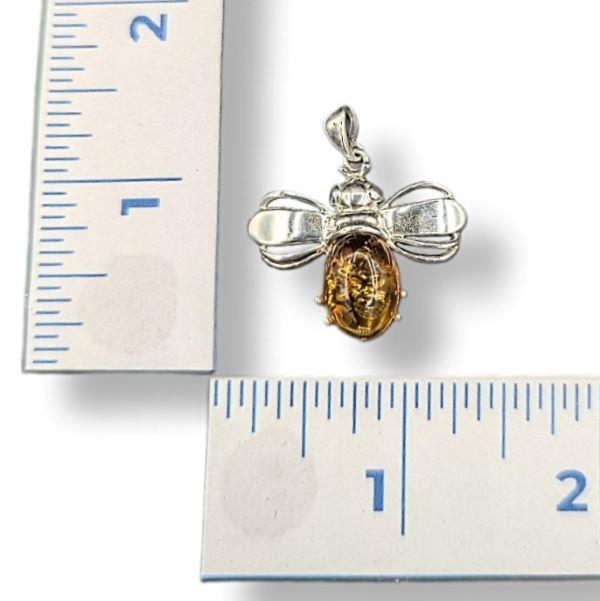 Pendant Amber Sterling Silver Bee