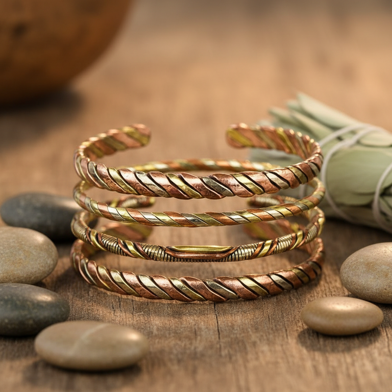 Metal Bracelet 3 Metals Intertwined