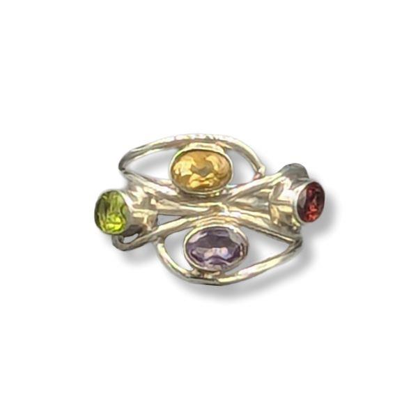 Ring Multi Stone Size 7 Sterling Silver