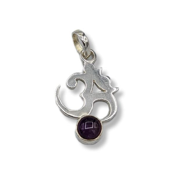 Pendant Amethyst Om Sterling Silver