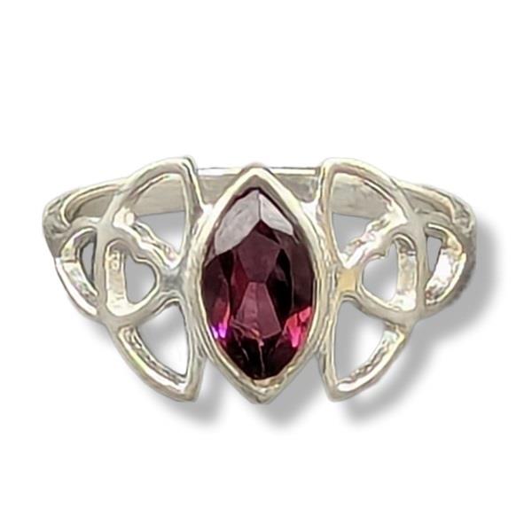 Ring Garnet Size 8 Sterling Silver