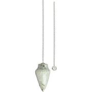 Moonstone pendulum on a white background